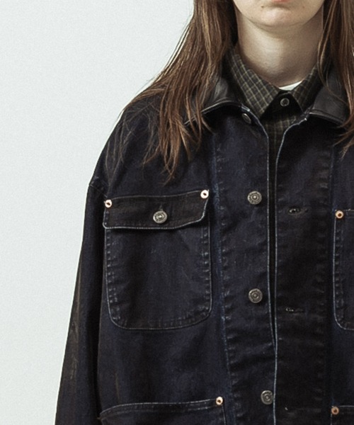 SLICK(スリック)の「【SLICK/スリック】Flock Denim Coverall/フロックデニム カバーオール(カバーオール・メンズ・インディゴブルー・3/2/1)」の8枚目の写真