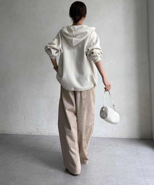DouDou(ドゥドゥ)の「【WEB限定/セットアップ可能】ポンチレースパーカー(Tシャツ/カットソー・レディース・グレー/ブラック/オフホワイト・FREE)」の22枚目の写真