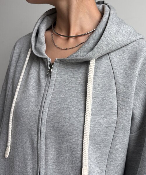 DouDou(ドゥドゥ)の「【WEB限定/セットアップ可能】ポンチレースパーカー(Tシャツ/カットソー・レディース・グレー/ブラック/オフホワイト・FREE)」の13枚目の写真