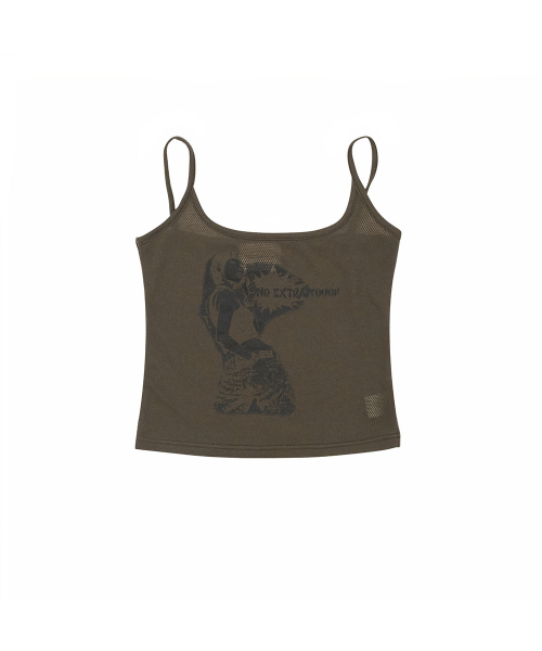 NO EXTRA TOUCH(ノー・エクストラ・タッチ)の「Graphic Mesh Sleeveless (Brown) / 26SMSL001BR(Tシャツ/カットソー・レディース・ブラウン・MEDIUM/SMALL)」の3枚目の写真