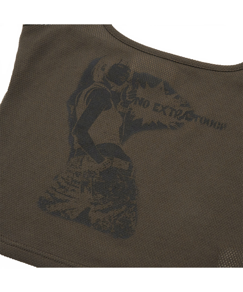NO EXTRA TOUCH(ノー・エクストラ・タッチ)の「Graphic Mesh Sleeveless (Brown) / 26SMSL001BR(Tシャツ/カットソー・レディース・ブラウン・MEDIUM/SMALL)」の4枚目の写真