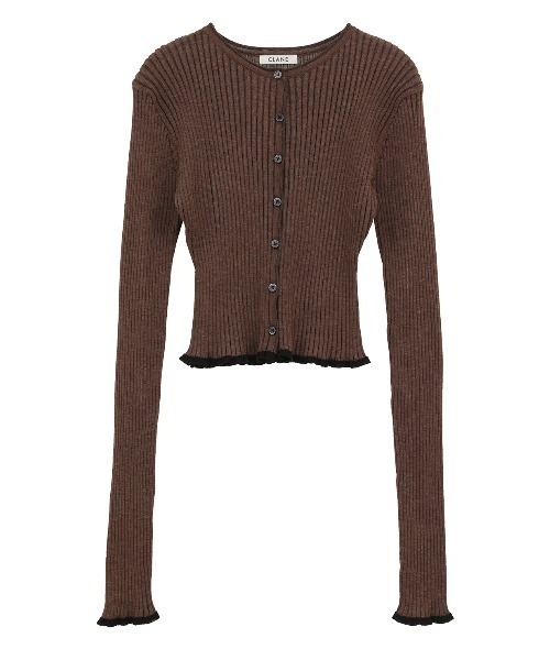 CLANE（クラネ）の「【CLANE/クラネ】CONTRAST TRIM SHEER KNIT CARDIGAN/コントラストトリムシアーニットカーディガン（カーディガン/ボレロ・レディース・ブラック/ホワイト/ブラウン・1）」の3枚目の写真