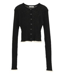 【CLANE/クラネ】CONTRAST TRIM SHEER KNIT CARDIGAN/コントラストトリムシアーニットカーディガン