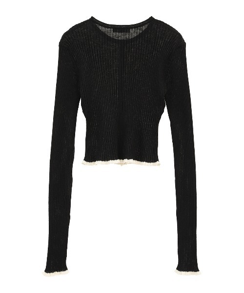 CLANE（クラネ）の「【CLANE/クラネ】CONTRAST TRIM SHEER KNIT CARDIGAN/コントラストトリムシアーニットカーディガン（カーディガン/ボレロ・レディース・ブラック/ホワイト/ブラウン・1）」の10枚目の写真