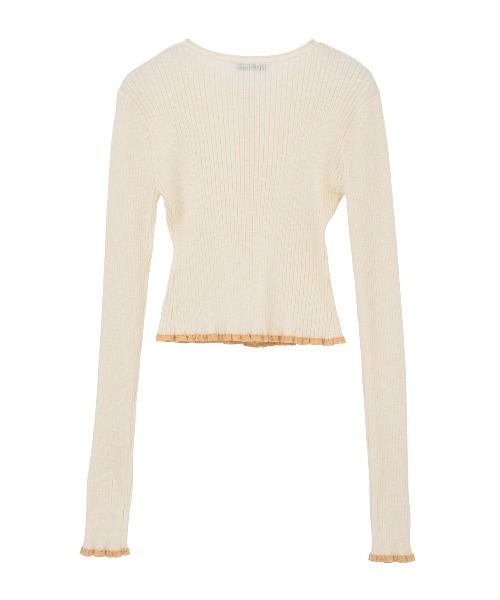 CLANE（クラネ）の「【CLANE/クラネ】CONTRAST TRIM SHEER KNIT CARDIGAN/コントラストトリムシアーニットカーディガン（カーディガン/ボレロ・レディース・ブラック/ホワイト/ブラウン・1）」の4枚目の写真