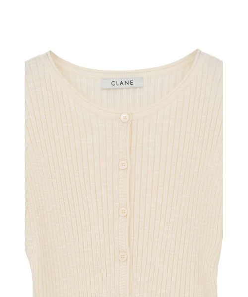 CLANE（クラネ）の「【CLANE/クラネ】CONTRAST TRIM SHEER KNIT CARDIGAN/コントラストトリムシアーニットカーディガン（カーディガン/ボレロ・レディース・ブラック/ホワイト/ブラウン・1）」の5枚目の写真