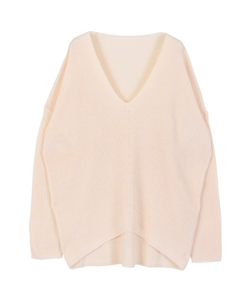 titivate（ティティベイト）の「Vﾈｯｸﾗｲﾄﾆｯﾄﾌﾟﾙｵｰﾊﾞｰ（ニット/セーター・レディース・ネイビー/ホワイト/アイボリー/杢グレー・FREE）」の3枚目の写真