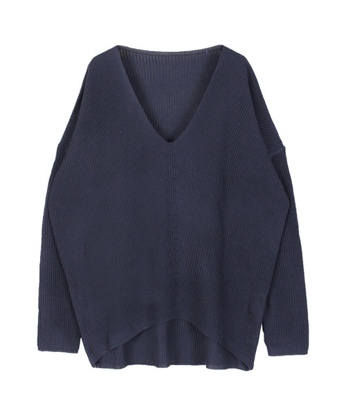 titivate（ティティベイト）の「Vﾈｯｸﾗｲﾄﾆｯﾄﾌﾟﾙｵｰﾊﾞｰ（ニット/セーター・レディース・ネイビー/ホワイト/アイボリー/杢グレー・FREE）」の4枚目の写真