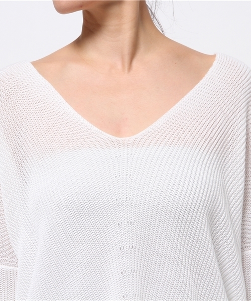 titivate（ティティベイト）の「Vﾈｯｸﾗｲﾄﾆｯﾄﾌﾟﾙｵｰﾊﾞｰ（ニット/セーター・レディース・ネイビー/ホワイト/アイボリー/杢グレー・FREE）」の7枚目の写真