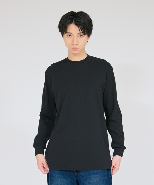 HANES(ヘインズ)の「【Hanes/ヘインズ】メンズ スエードニット クルーネックロングスリーブ(Tシャツ/カットソー・メンズ・ブラック/ホワイト・MEDIUM/X-LARGE/LARGE)」の2枚目の写真
