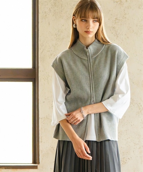 Maison INNESS(メゾンアイネス)の「ダブルジップニットベスト(ベスト・レディース・杢グレー/ブラック・S/M/L/LL/3L/4L/5L)」の8枚目の写真