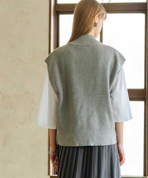 Maison INNESS(メゾンアイネス)の「ダブルジップニットベスト(ベスト・レディース・杢グレー/ブラック・S/M/L/LL/3L/4L/5L)」の13枚目の写真