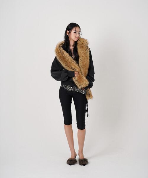 ROYAL FLASH（ロイヤルフラッシュ）の「MITSUKI/ミツキ/FAUX MUFFLER HOODIE（パーカー・レディース・ブラック/グレー・F）」の14枚目の写真