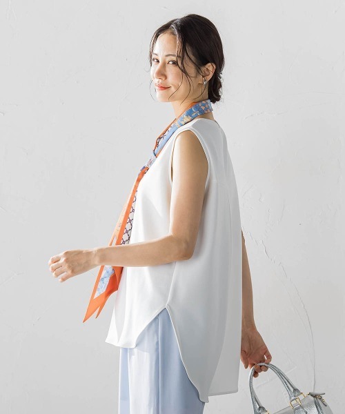 LAUTREAMONT(ロートレアモン)の「【WEB限定】季節をつなぐレイヤードタンク(Tシャツ/カットソー・レディース・ホワイト/ブラック・9号)」の7枚目の写真