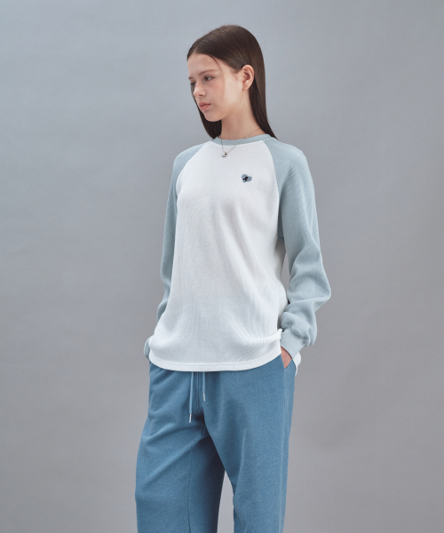 Rest&Recreation(レストアンドレクリエーション)の「HEART LOGO WAFFLE LONG SLEEVE - WHITE(Tシャツ/カットソー・レディース・その他・LARGE/SMALL)」の1枚目の写真