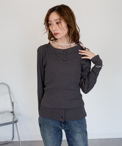 mellomela.(メロメラ)の「2WAYリブアンサンブル(カーディガン/ボレロ・レディース・ブラック/チャコールグレー/オフホワイト・M/L)」の13枚目の写真
