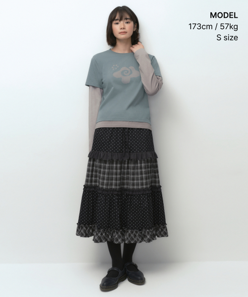 MUSINSA STANDARD WOMAN（ムシンサスタンダードウーマン）の「[オヘシオコラボ] レイヤード長袖Tシャツ [ミントグレー]（Tシャツ/カットソー・レディース・その他・SMALL/MEDIUM/LARGE）」の2枚目の写真