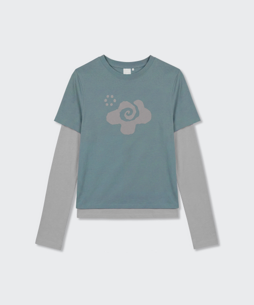 MUSINSA STANDARD WOMAN（ムシンサスタンダードウーマン）の「[オヘシオコラボ] レイヤード長袖Tシャツ [ミントグレー]（Tシャツ/カットソー・レディース・その他・SMALL/MEDIUM/LARGE）」の4枚目の写真