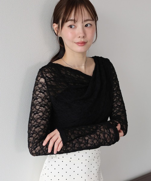 BLUEEAST(ブルーイースト)の「起毛レースドレープカットソー(Tシャツ/カットソー・レディース・ブラック/ブラウン/アイボリー・MEDIUM)」の9枚目の写真