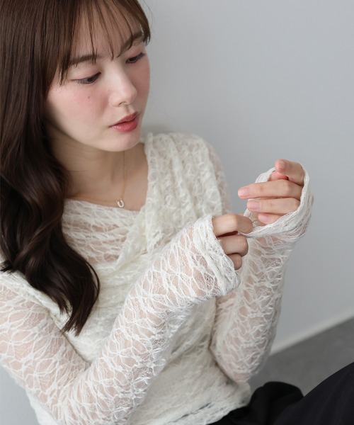 BLUEEAST(ブルーイースト)の「起毛レースドレープカットソー(Tシャツ/カットソー・レディース・ブラック/ブラウン/アイボリー・MEDIUM)」の15枚目の写真