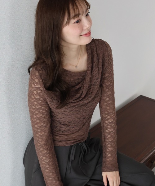 BLUEEAST(ブルーイースト)の「起毛レースドレープカットソー(Tシャツ/カットソー・レディース・ブラック/ブラウン/アイボリー・MEDIUM)」の20枚目の写真