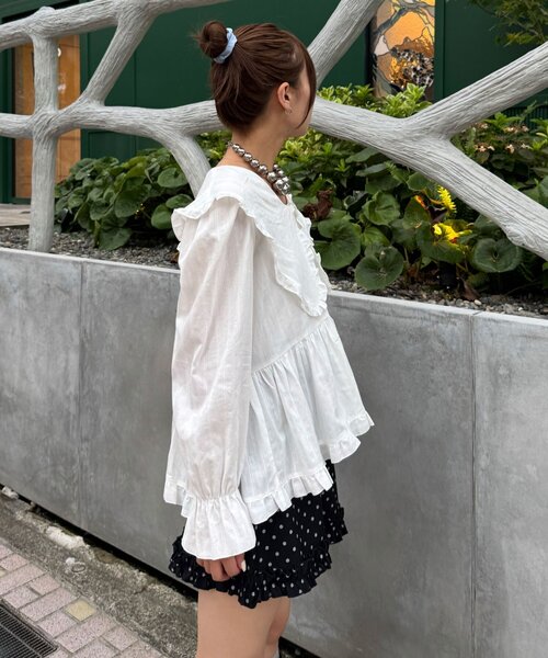 CIAOPANIC（チャオパニック）の「2サイズBIGカラーVネックブラウス/チュニック（シャツ/ブラウス・レディース・ブラック系その他/ブラウン系その他/ホワイト/ブラック/ホワイト系その他/ブラウン・1/0）」の11枚目の写真