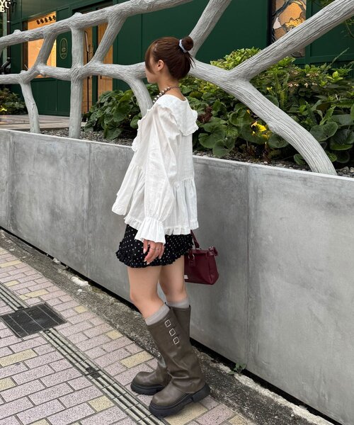 CIAOPANIC（チャオパニック）の「2サイズBIGカラーVネックブラウス/チュニック（シャツ/ブラウス・レディース・ブラック系その他/ブラウン系その他/ホワイト/ブラック/ホワイト系その他/ブラウン・1/0）」の14枚目の写真