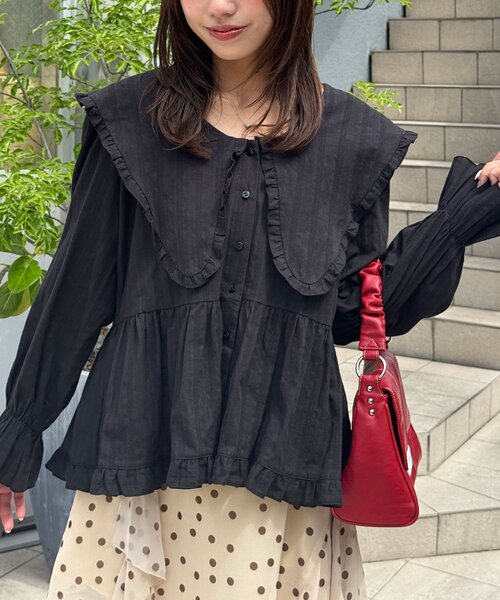 CIAOPANIC（チャオパニック）の「2サイズBIGカラーVネックブラウス/チュニック（シャツ/ブラウス・レディース・ブラック系その他/ブラウン系その他/ホワイト/ブラック/ホワイト系その他/ブラウン・1/0）」の17枚目の写真