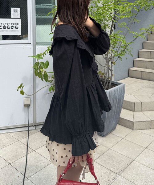 CIAOPANIC（チャオパニック）の「2サイズBIGカラーVネックブラウス/チュニック（シャツ/ブラウス・レディース・ブラック系その他/ブラウン系その他/ホワイト/ブラック/ホワイト系その他/ブラウン・1/0）」の19枚目の写真