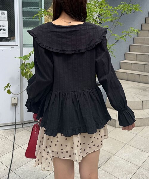 CIAOPANIC（チャオパニック）の「2サイズBIGカラーVネックブラウス/チュニック（シャツ/ブラウス・レディース・ブラック系その他/ブラウン系その他/ホワイト/ブラック/ホワイト系その他/ブラウン・1/0）」の20枚目の写真