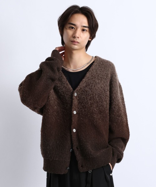 RAGEBLUE(レイジブルー)の「GRADIENT BRUSHED KNIT CARDIGAN/グラデーション起毛ニットカーディガン(カーディガン/ボレロ・メンズ・グレー/ブラック/ブラウン・LARGE/MEDIUM)」の3枚目の写真