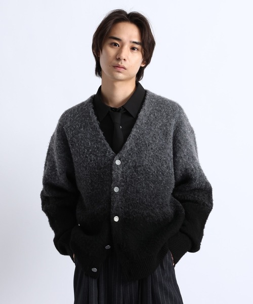 RAGEBLUE(レイジブルー)の「GRADIENT BRUSHED KNIT CARDIGAN/グラデーション起毛ニットカーディガン(カーディガン/ボレロ・メンズ・グレー/ブラック/ブラウン・LARGE/MEDIUM)」の2枚目の写真