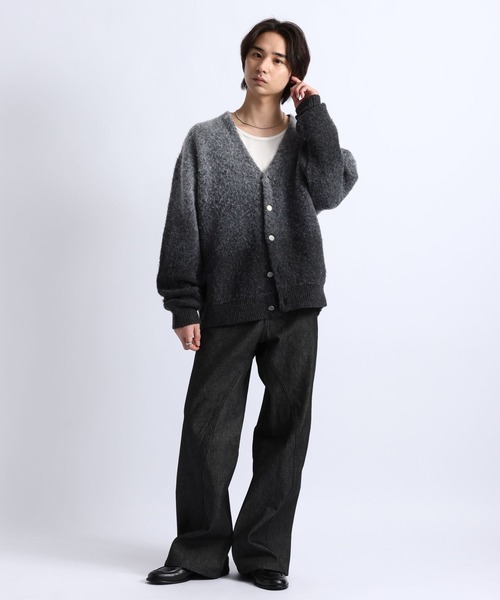 RAGEBLUE(レイジブルー)の「GRADIENT BRUSHED KNIT CARDIGAN/グラデーション起毛ニットカーディガン(カーディガン/ボレロ・メンズ・グレー/ブラック/ブラウン・LARGE/MEDIUM)」の4枚目の写真