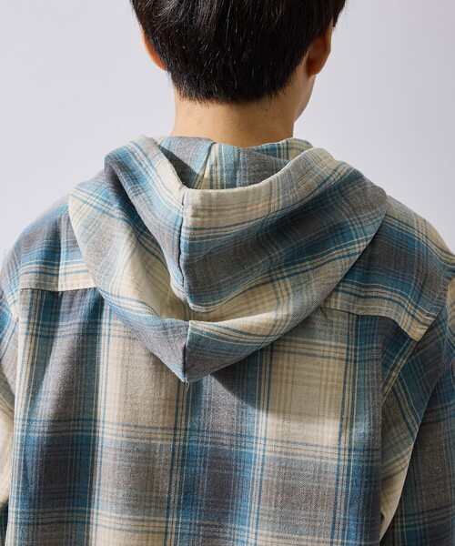 le cercle ADAM ET ROPE'（ルセルクルアダムエロペ）の「フードチェックシャツ（シャツ/ブラウス・メンズ・マスタード/ブルー系その他4/グレー・M/L/LL）」の14枚目の写真
