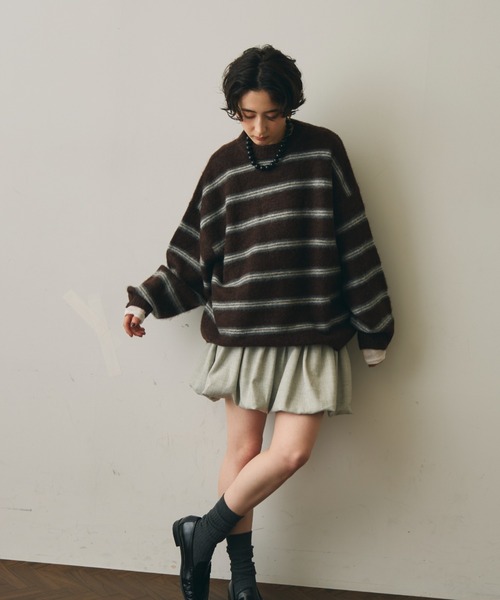 Trish(トリッシュ)の「タックバルーンミニスカート(スカート・レディース・アイボリー/チャコールグレー・FREE)」の13枚目の写真