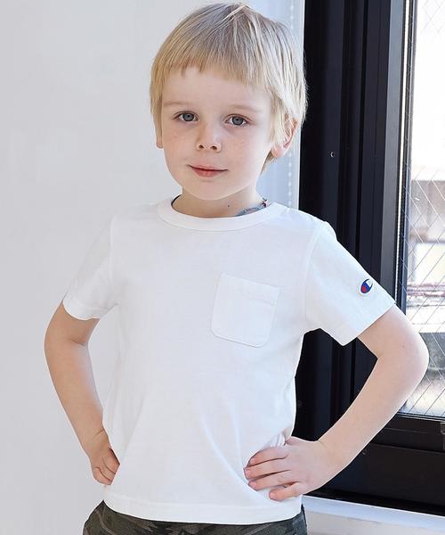 Champion(チャンピオン)の「【Champion(チャンピオン)】 セイヒンゾメポケット Tシャツ◆(Tシャツ/カットソー・キッズ・ホワイト/ピンク/コバルトブルー・130cm/100cm/120cm/110cm)」の1枚目の写真