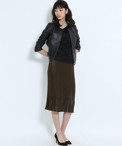 Droite lautreamont（ドロワットロートレアモン）の「ニットプリーツ見えスカート（スカート・レディース・ブラック/グリーン/ベージュ・M/L）」の7枚目の写真