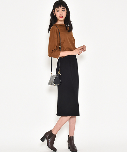 Droite lautreamont（ドロワットロートレアモン）の「ニットプリーツ見えスカート（スカート・レディース・ブラック/グリーン/ベージュ・M/L）」の9枚目の写真