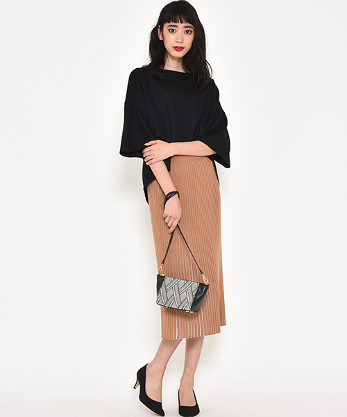 Droite lautreamont（ドロワットロートレアモン）の「ニットプリーツ見えスカート（スカート・レディース・ブラック/グリーン/ベージュ・M/L）」の10枚目の写真