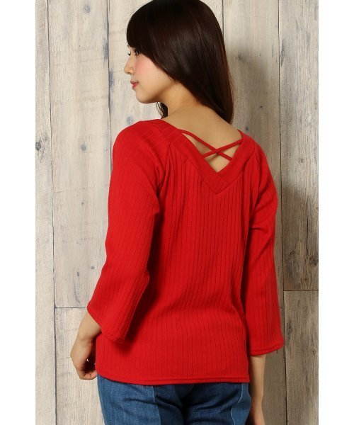 VENCEEXCHANGE（ヴァンスエクスチェンジ）の「バックストラッピープルオーバー                  （Tシャツ/カットソー・レディース・レッド/オフホワイト/ブラック/イエロー・MEDIUM）」の4枚目の写真