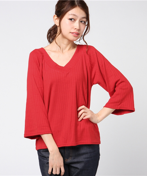 VENCEEXCHANGE（ヴァンスエクスチェンジ）の「バックストラッピープルオーバー                  （Tシャツ/カットソー・レディース・レッド/オフホワイト/ブラック/イエロー・MEDIUM）」の13枚目の写真