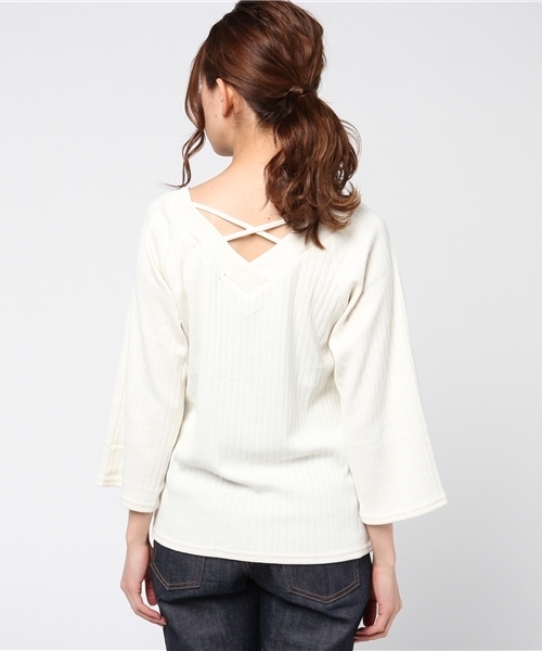 VENCEEXCHANGE（ヴァンスエクスチェンジ）の「バックストラッピープルオーバー                  （Tシャツ/カットソー・レディース・レッド/オフホワイト/ブラック/イエロー・MEDIUM）」の7枚目の写真