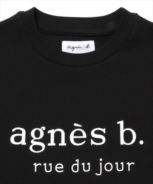agnes b ADAM ET ROPE BOX ロゴ ロンT Tシャツ 黒 agnes b.（アニエスベー）の「【agnes b. pour ADAM ET ROPE'】T