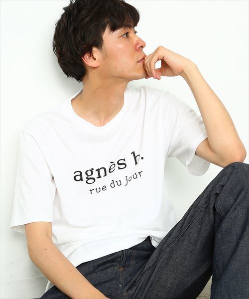 アニエス・ベー agnes b. pour × ADAME ET ROPE アニエスベー アダムエロぺ 半袖 ビッグb. ロゴプリント クルーネック Tシャツ M EY16SCV7  10129077 agnes b. pour ADAM ET ROPE' 】BOX LOGO T-shirts（Tシャツ