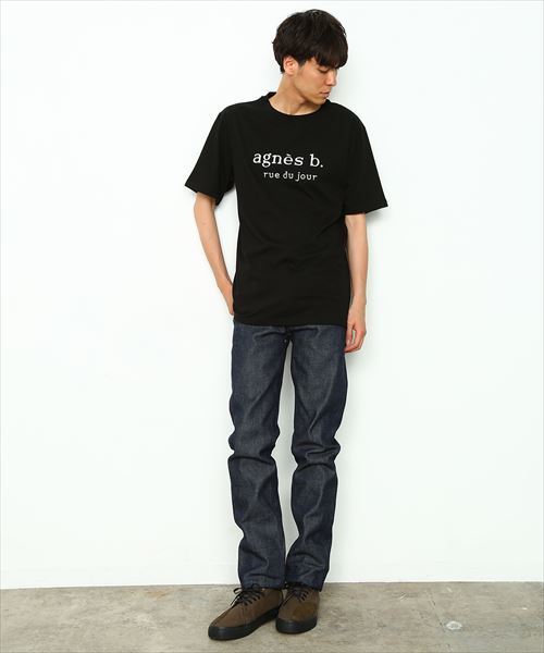 agnes b ADAM ET ROPE BOX ロゴ ロンT Tシャツ 黒 agnes b.（アニエスベー）の「【agnes b. pour ADAM ET ROPE'】T