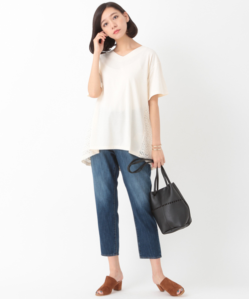 earth music&ecology（アースミュージックアンドエコロジー）の「USA COTTONデニムパンツ(テーパード)（デニムパンツ・レディース・インディゴブルー・S/L/M）」の13枚目の写真