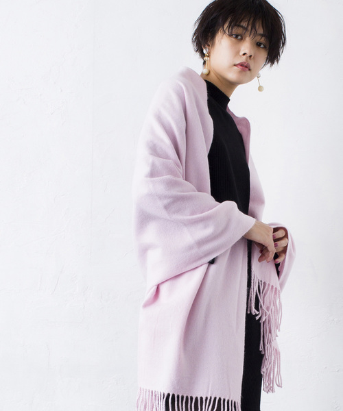 WEGO（ウィゴー）の「WEGO/カシミヤタッチストール（ストール/ショール・レディース・グリーン/ブラック/ホワイト/グレー/ネイビー/キャメル/ライトピンク/ワイン・FREE）」の7枚目の写真