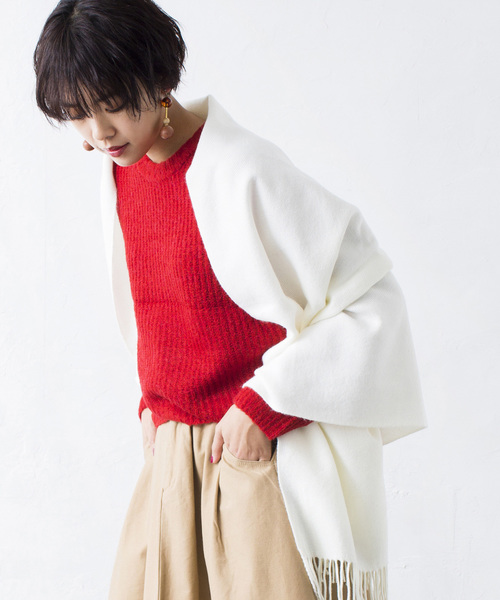 WEGO（ウィゴー）の「WEGO/カシミヤタッチストール（ストール/ショール・レディース・グリーン/ブラック/ホワイト/グレー/ネイビー/キャメル/ライトピンク/ワイン・FREE）」の2枚目の写真