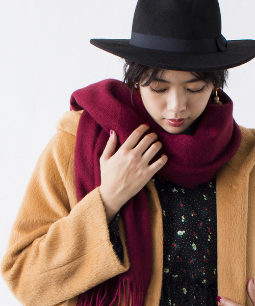 WEGO（ウィゴー）の「WEGO/カシミヤタッチストール（ストール/ショール・レディース・グリーン/ブラック/ホワイト/グレー/ネイビー/キャメル/ライトピンク/ワイン・FREE）」の8枚目の写真