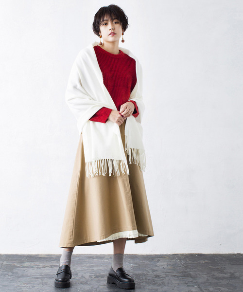 WEGO（ウィゴー）の「WEGO/カシミヤタッチストール（ストール/ショール・レディース・グリーン/ブラック/ホワイト/グレー/ネイビー/キャメル/ライトピンク/ワイン・FREE）」の11枚目の写真